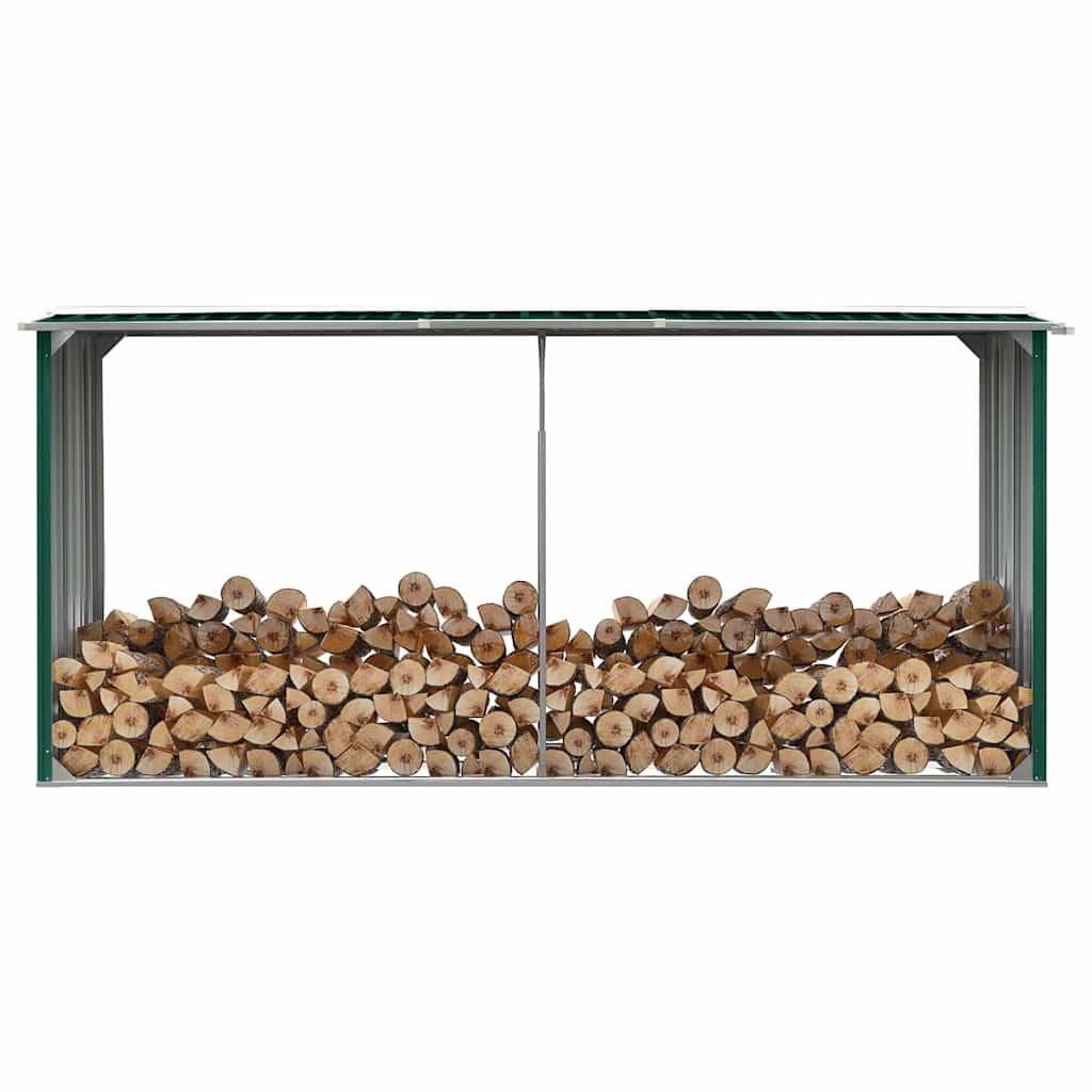 Vidaxl haardhoutschuur 330x92x153 cm gegalvaniseerd staal groen
