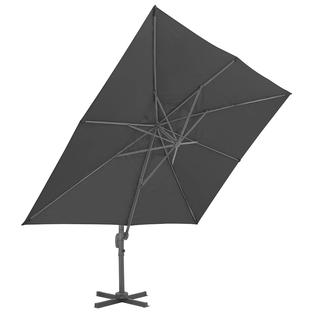 Vidaxl zwevende parasol met aluminium paal 4x3 m zwart