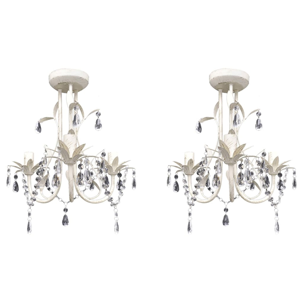 Vidaxl kroonluchters kristal 2 st elegant wit