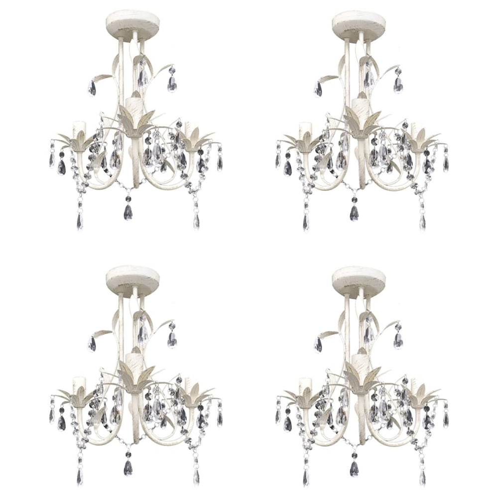 Vidaxl kroonluchters kristal 4 st elegant wit