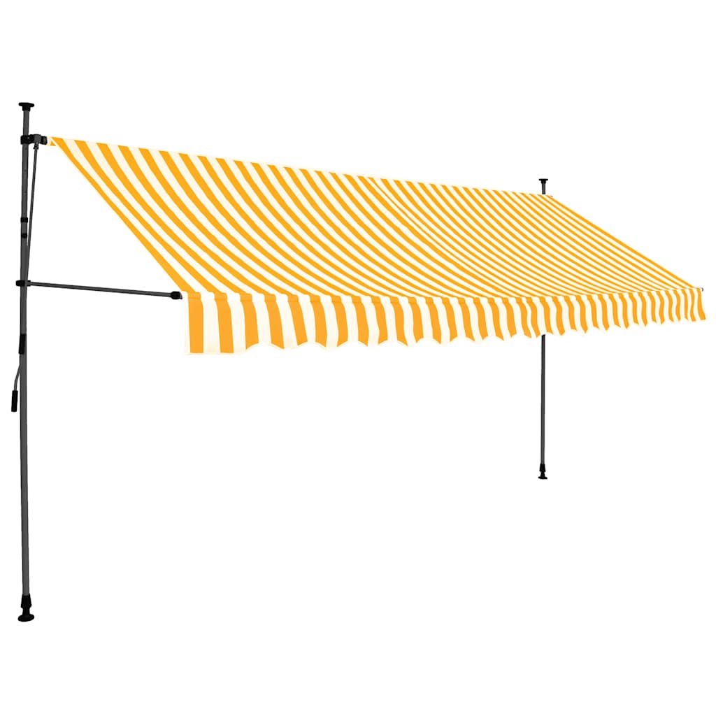 Vidaxl luifel handmatig uitschuifbaar met led 400 cm wit en oranje