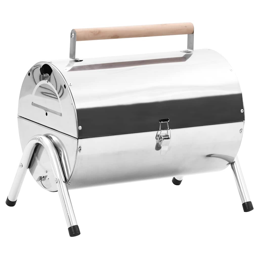 Vidaxl tafelbarbecue houtskool dubbele hanen roestvrij staal