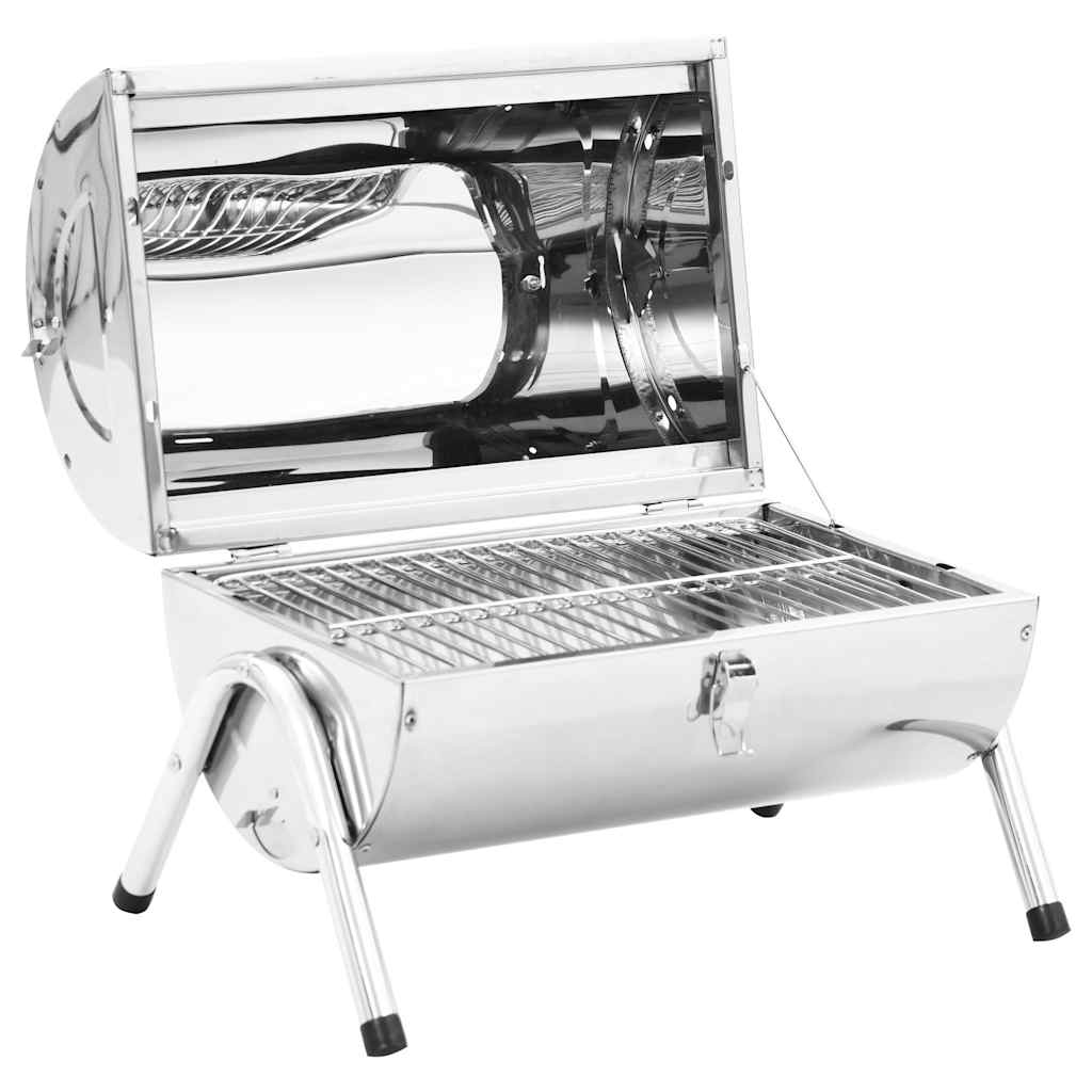 Vidaxl tafelbarbecue houtskool dubbele hanen roestvrij staal