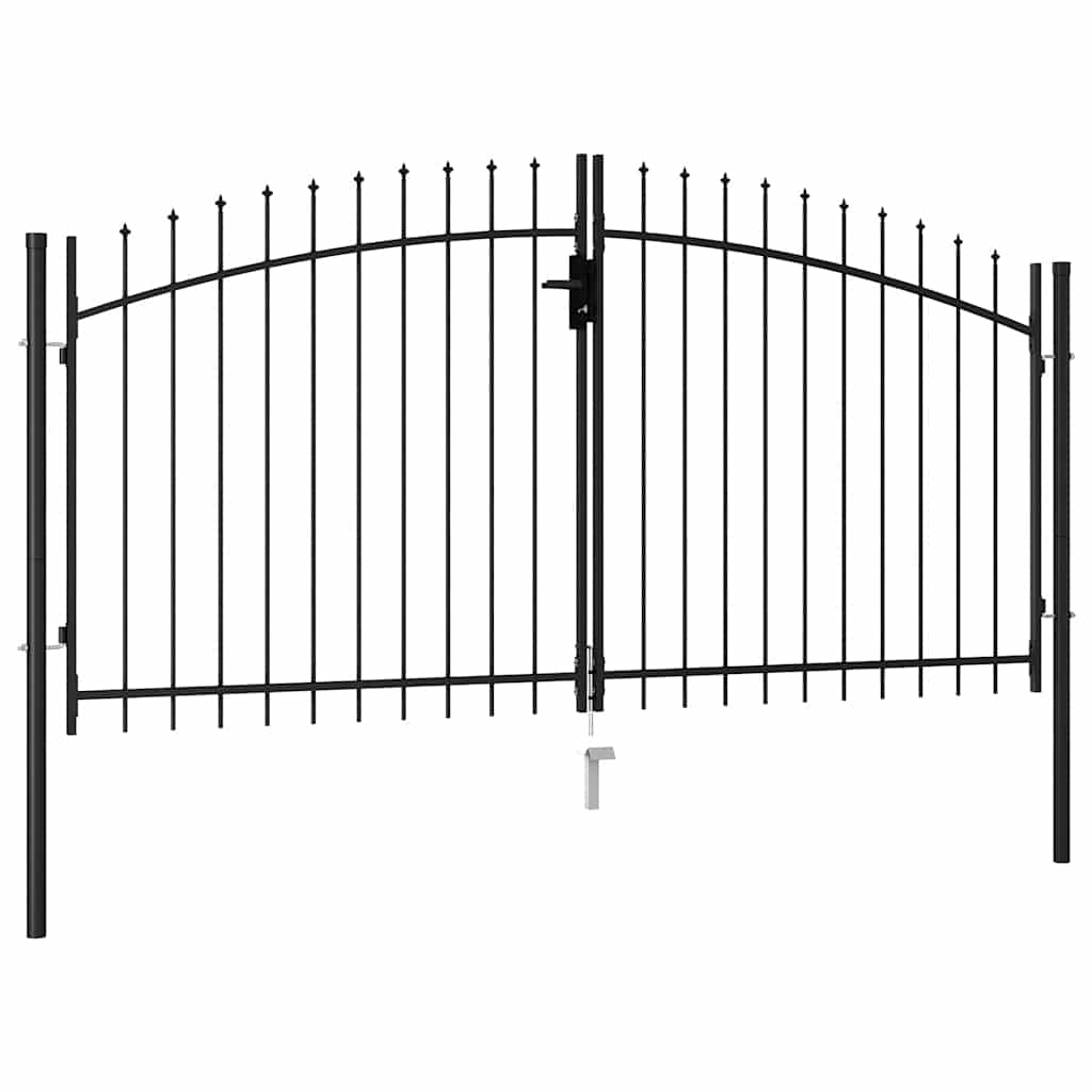 Vidaxl poort met puntige bovenkant dubbel 3x1,5 m staal zwart