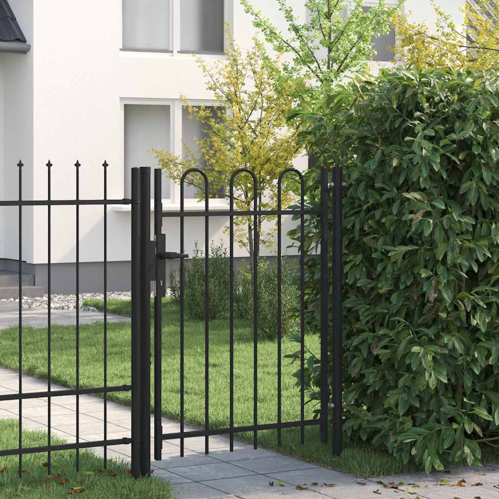 Vidaxl poort met gebogen bovenkant enkel 1x1,2m staal zwart
