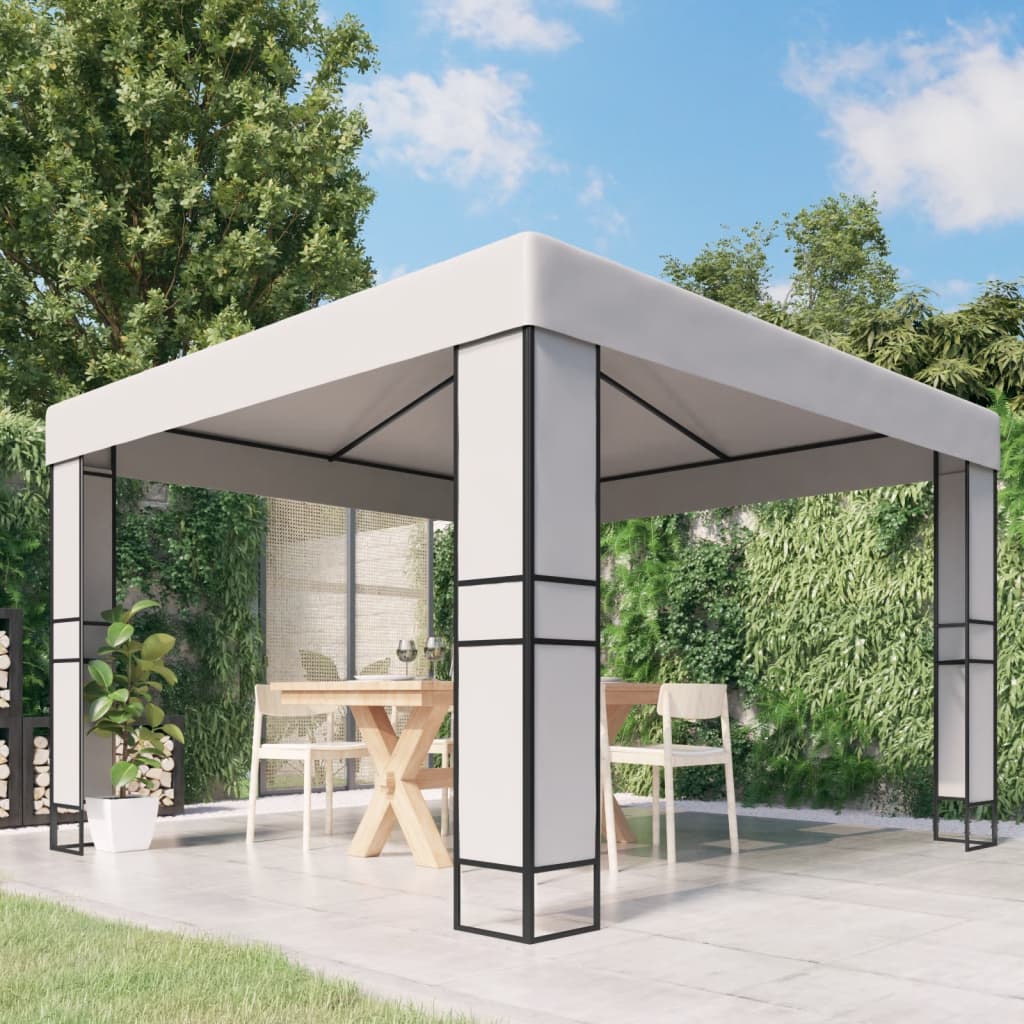 VidaXL Prieel met dubbel dak 3x3m wit