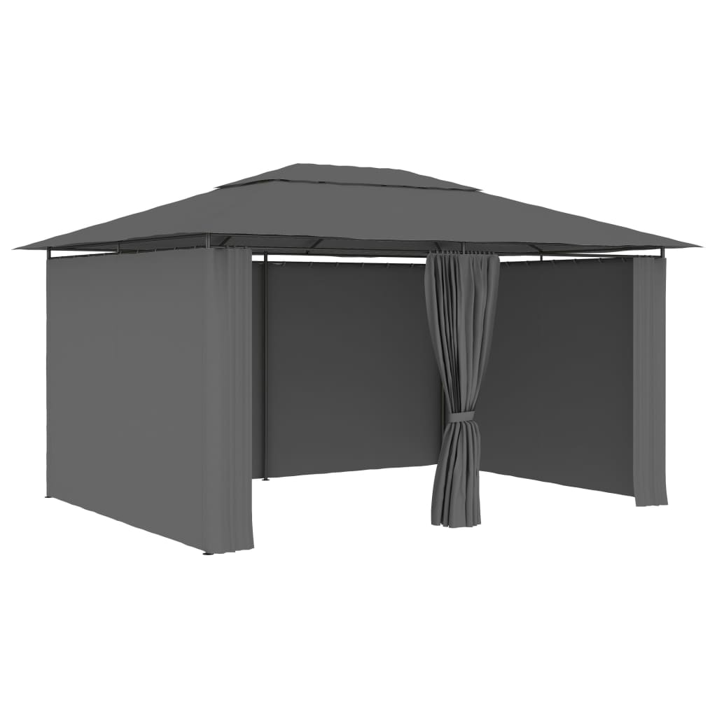 Vidaxl tuinpaviljoen met gordijnen 4x3m antraciet