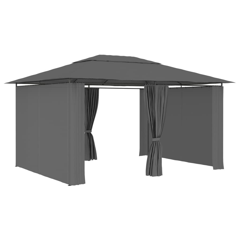 Vidaxl tuinpaviljoen met gordijnen 4x3m antraciet