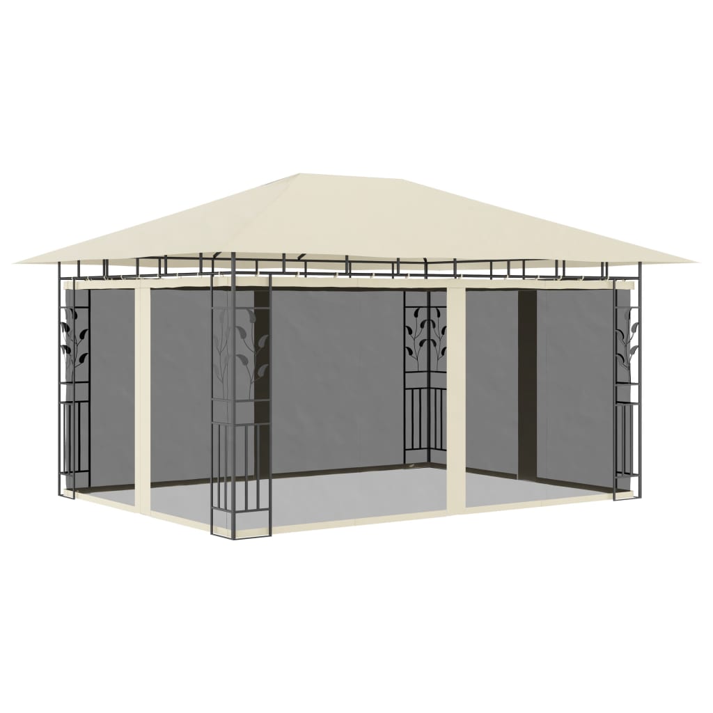 VidaXL Prieel met klamboe 180 g m² 4x3x2,73m crème