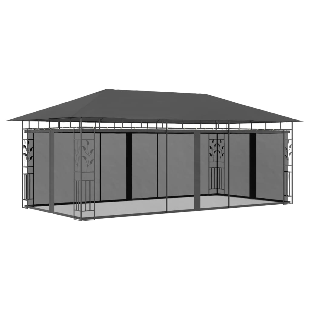 VidaXL Prieel met klamboe 6x3x2,73m antraciet