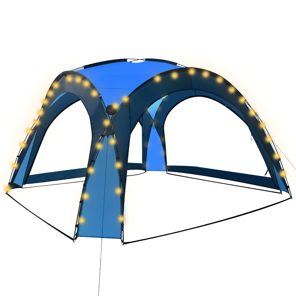 Vidaxl partytent met led en 4 zijwanden 3,6x3,6x2,3m blauw
