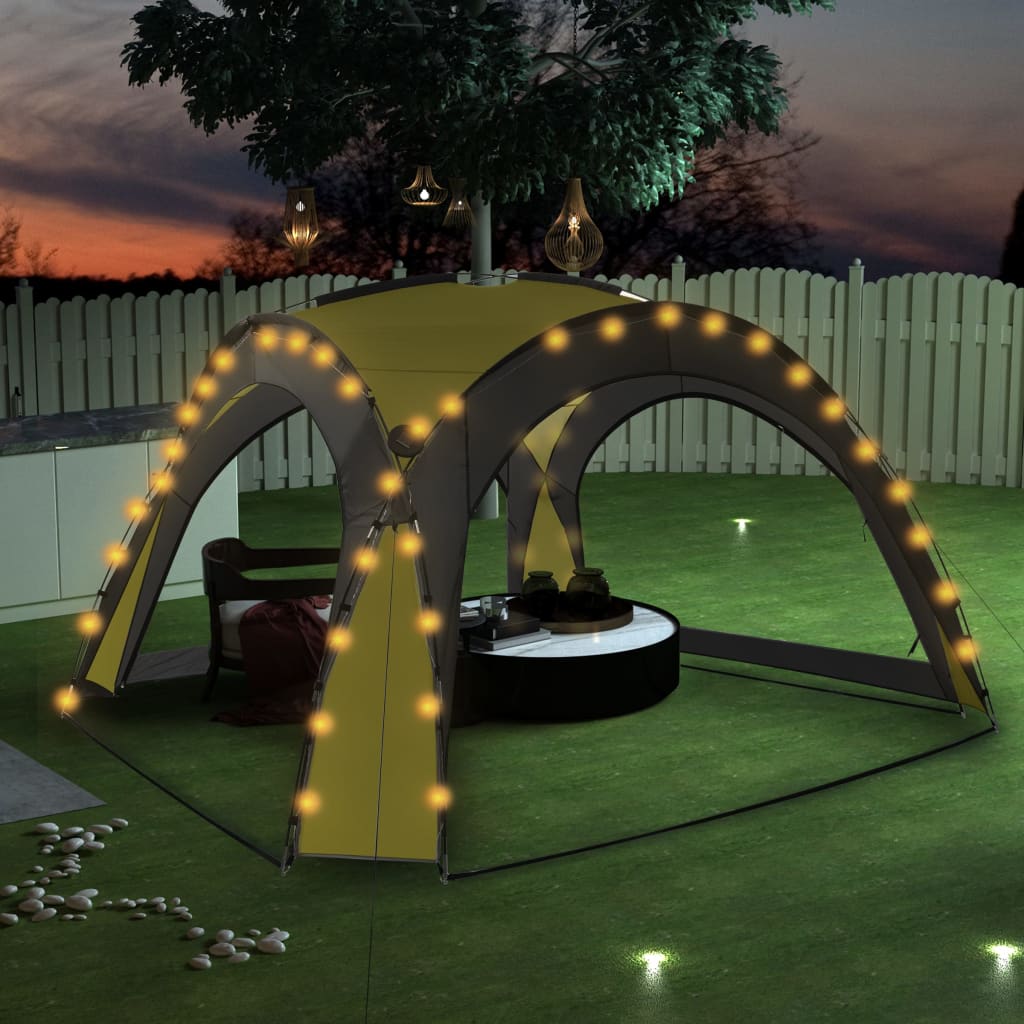 Vidaxl partytent met led en 4 zijwanden 3,6x3,6x2,3m groen