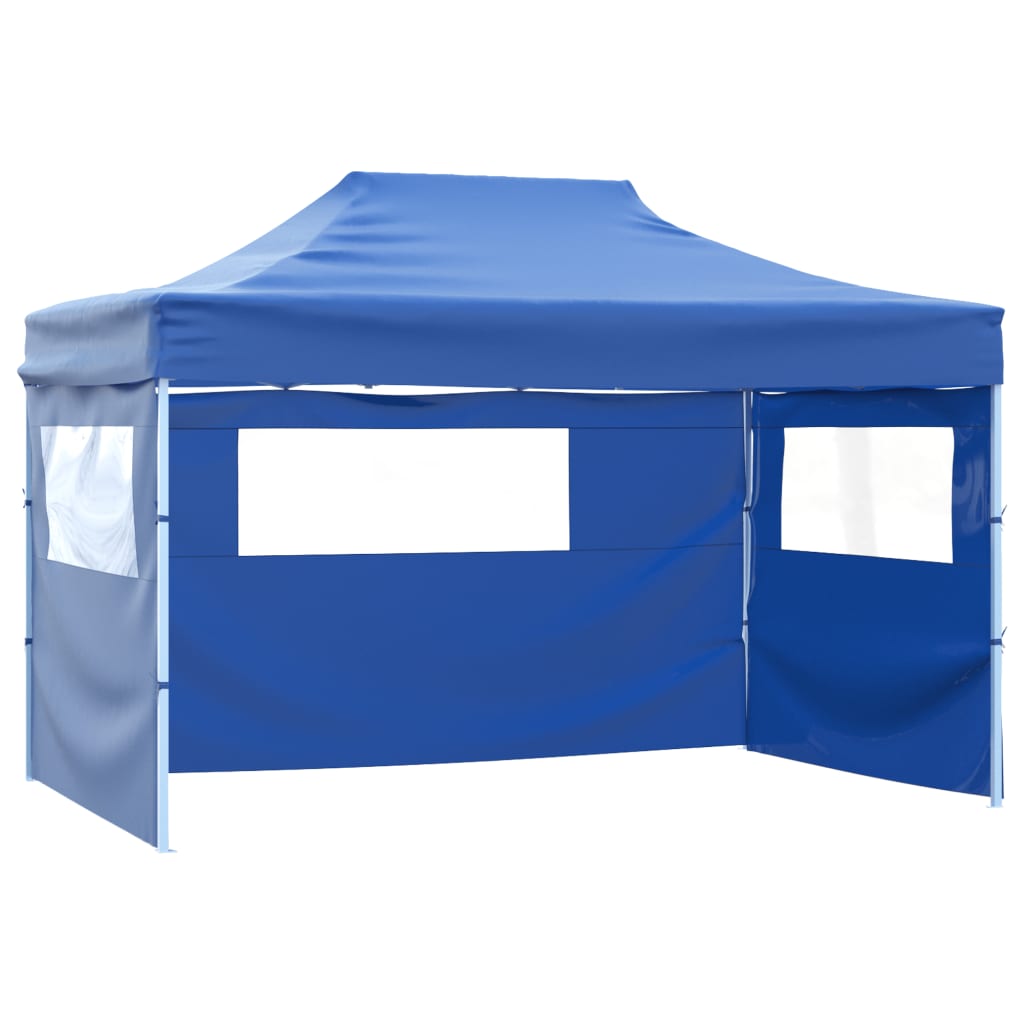 Vidaxl partytent met 3 zijwanden inklapbaar 3x4m staal blauw