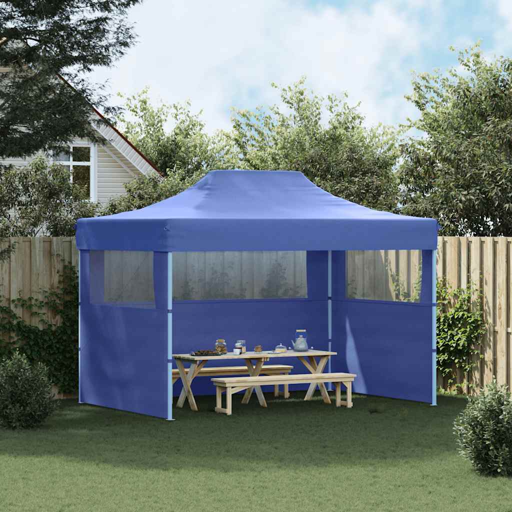 Vidaxl partytent met 3 zijwanden inklapbaar 3x4m staal blauw