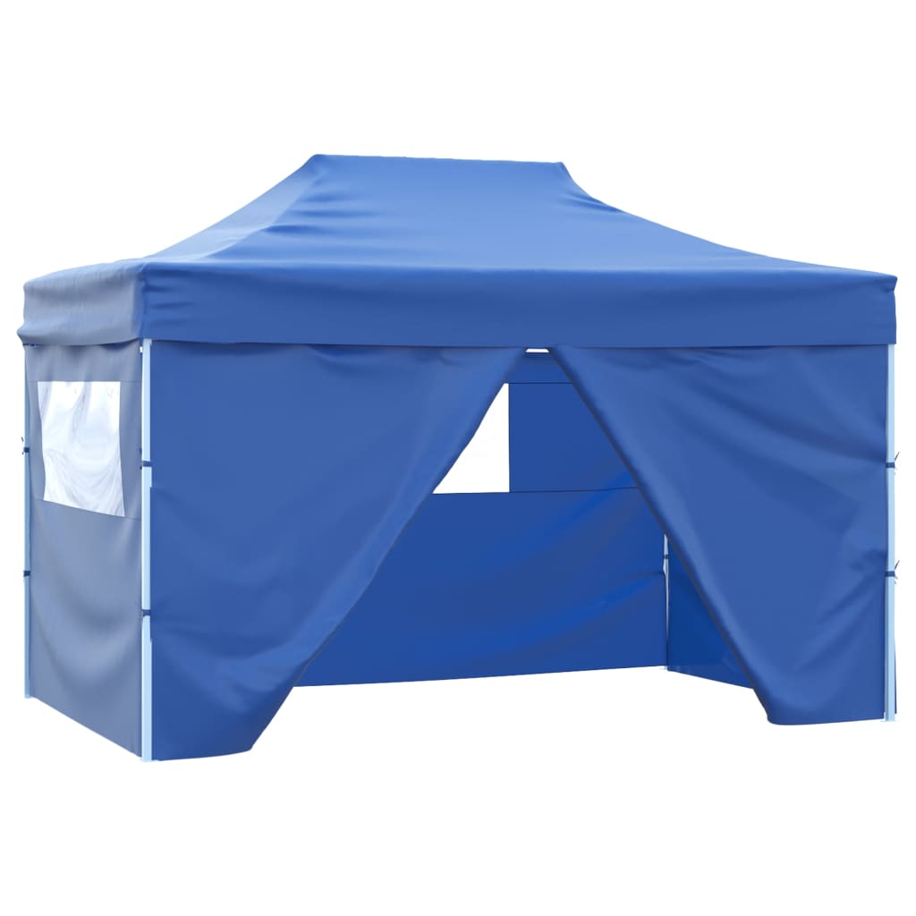 Vidaxl partytent met 4 zijwanden inklapbaar 3x4m staal blauw