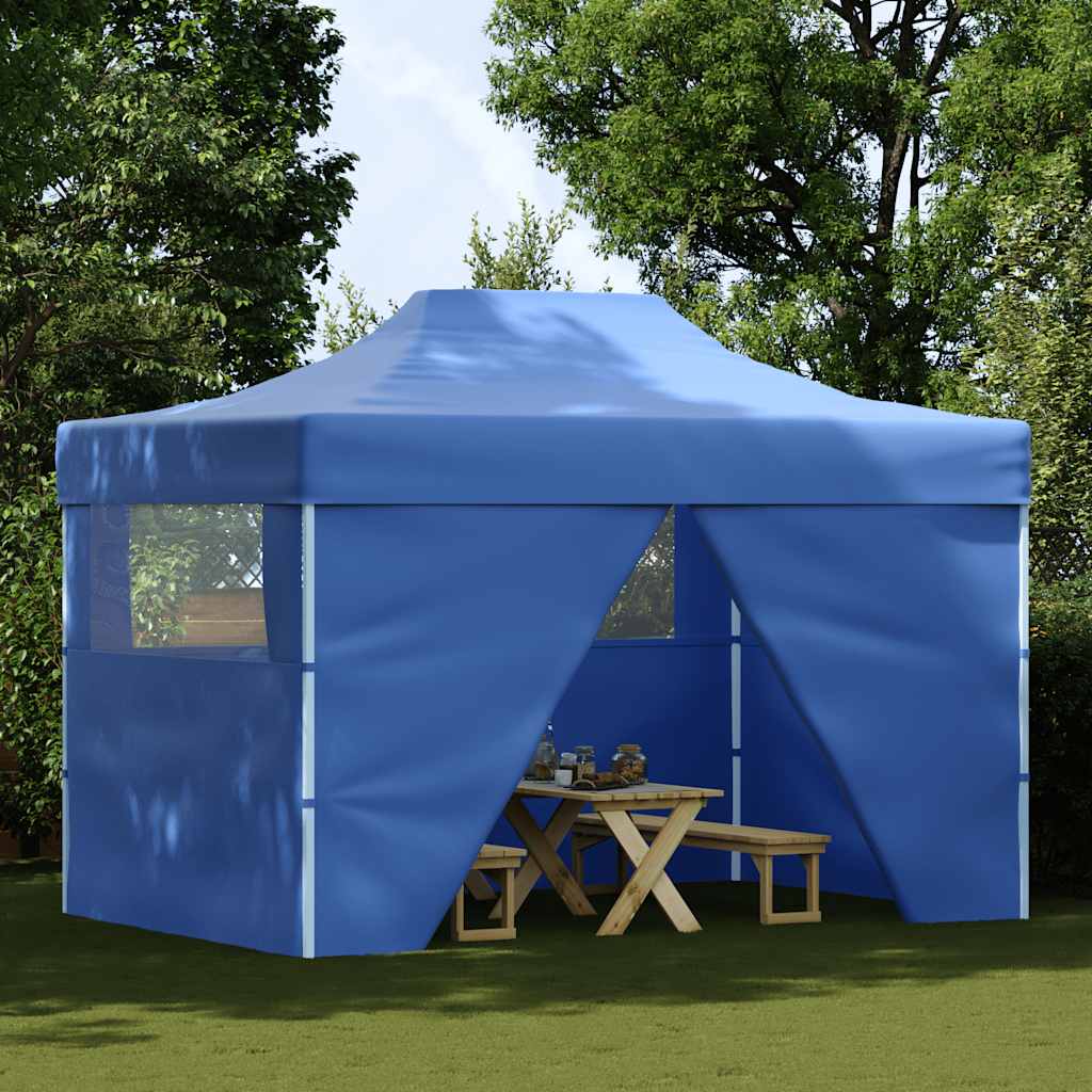 Vidaxl partytent met 4 zijwanden inklapbaar 3x4m staal blauw