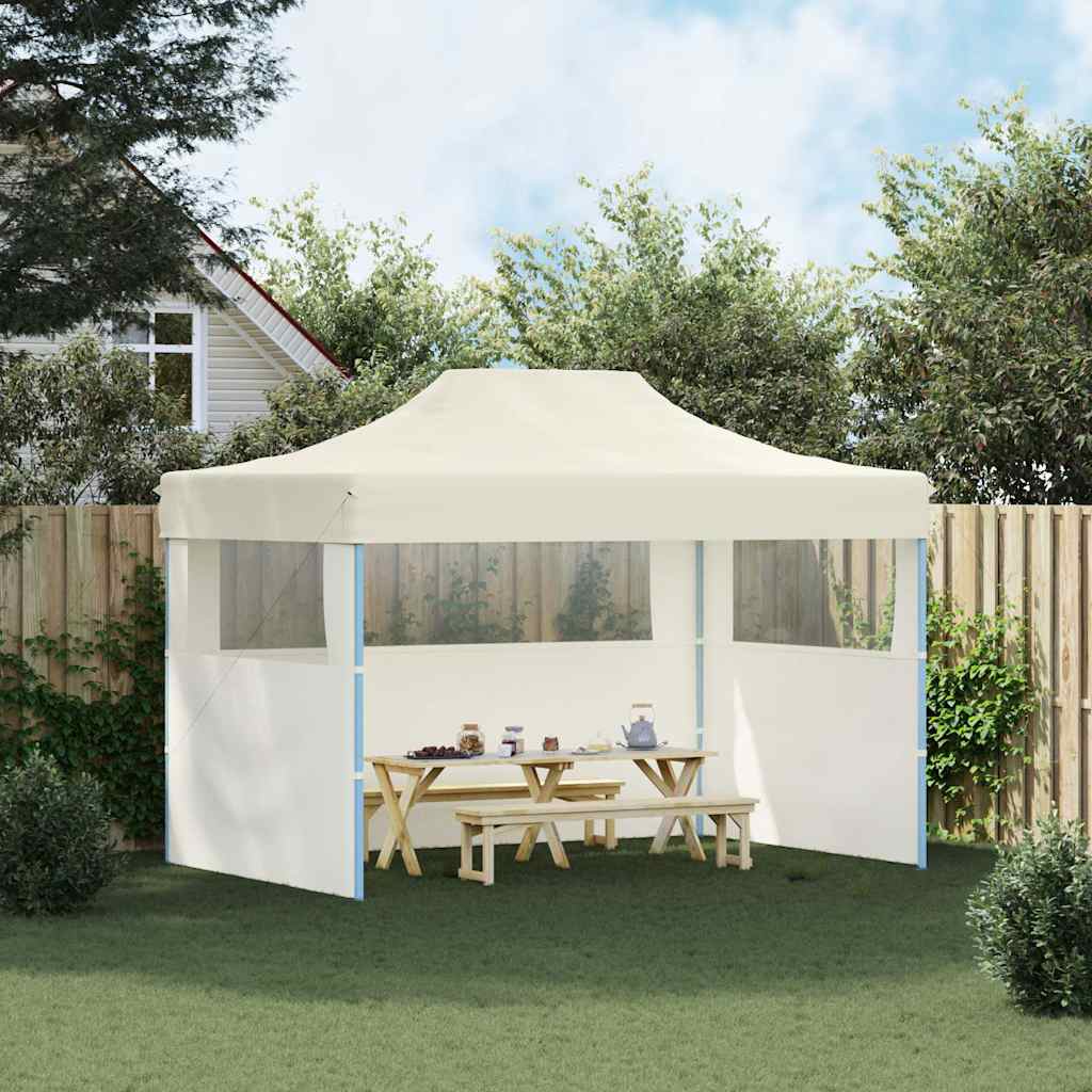 Vidaxl partytent met 3 zijwanden inklapbaar 3x4 m staal crème
