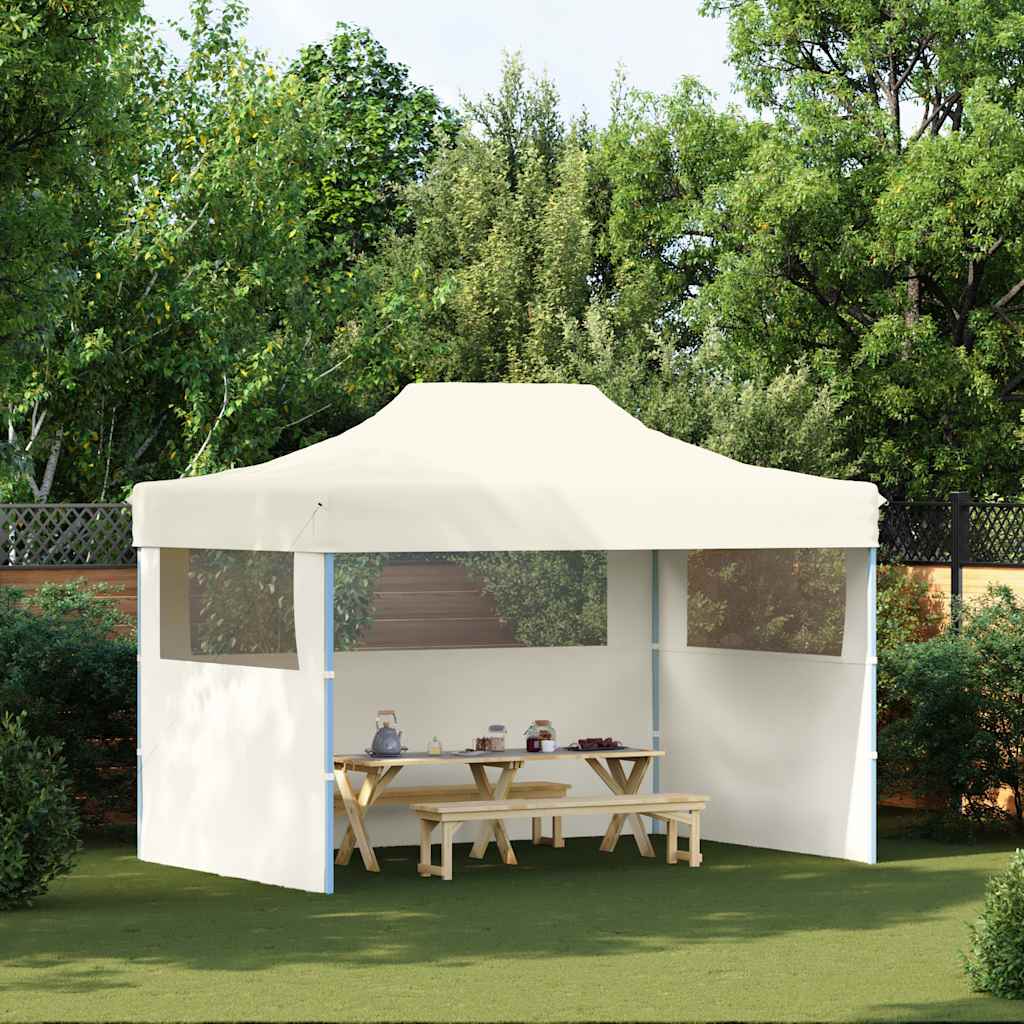 Vidaxl partytent met 3 zijwanden inklapbaar 3x4 m staal crème