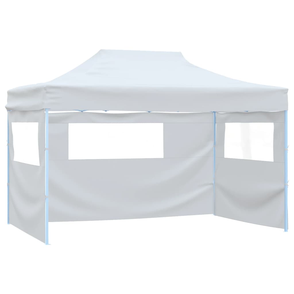 Vidaxl partytent met 3 zijwanden inklapbaar 3x4m staal wit
