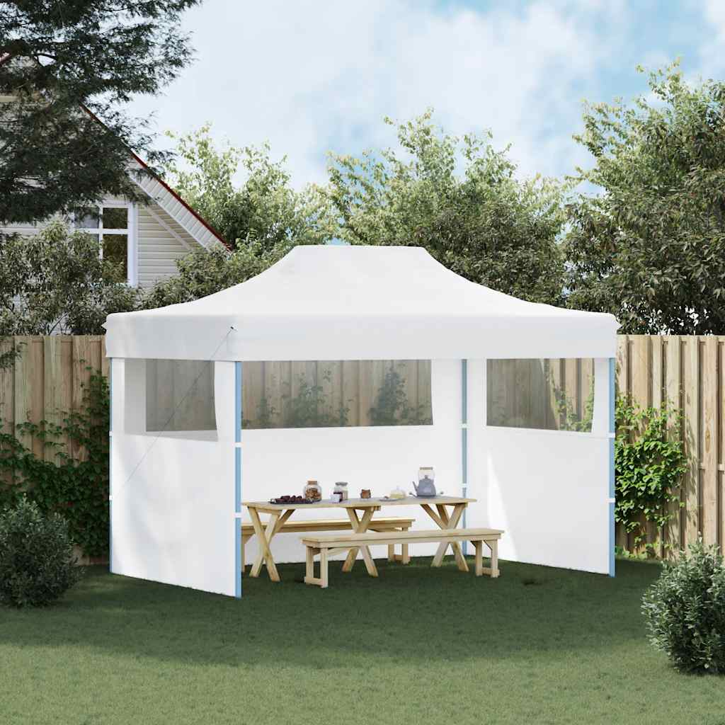 Vidaxl partytent met 3 zijwanden inklapbaar 3x4m staal wit