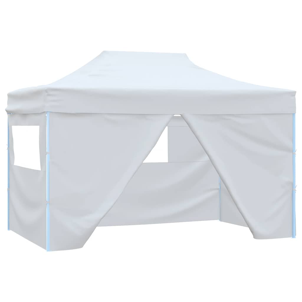Vidaxl partytent met 4 zijwanden inklapbaar 3x4m staal wit