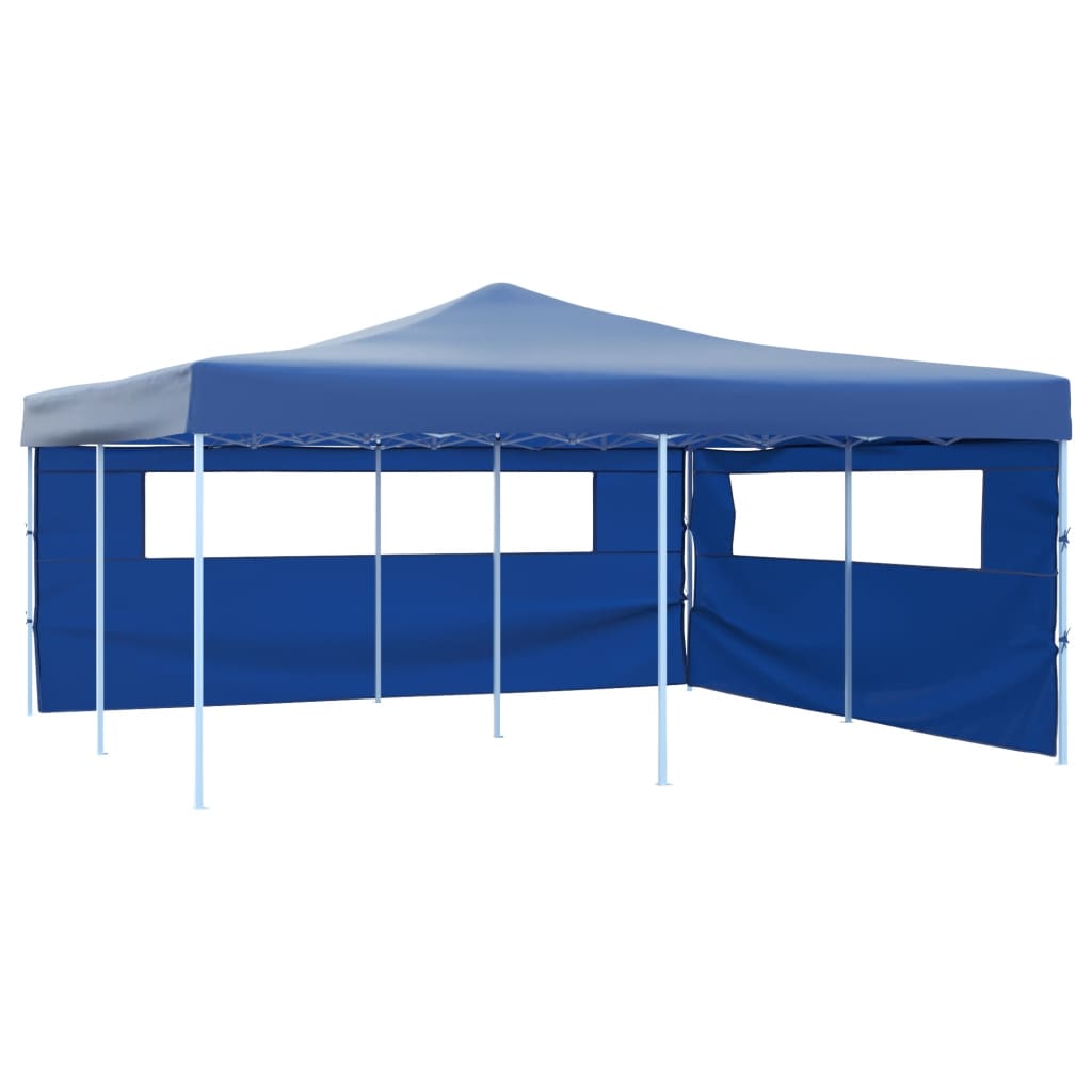 VidaXL Prieel inklapbaar met 2 zijwanden 5x5m blauw