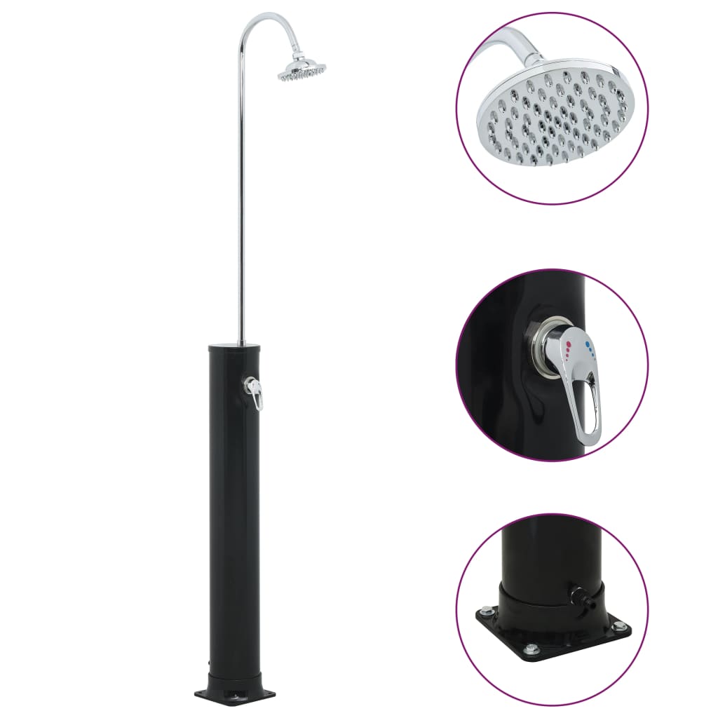 Vidaxl zonnedouche 20 l 214 cm zwart