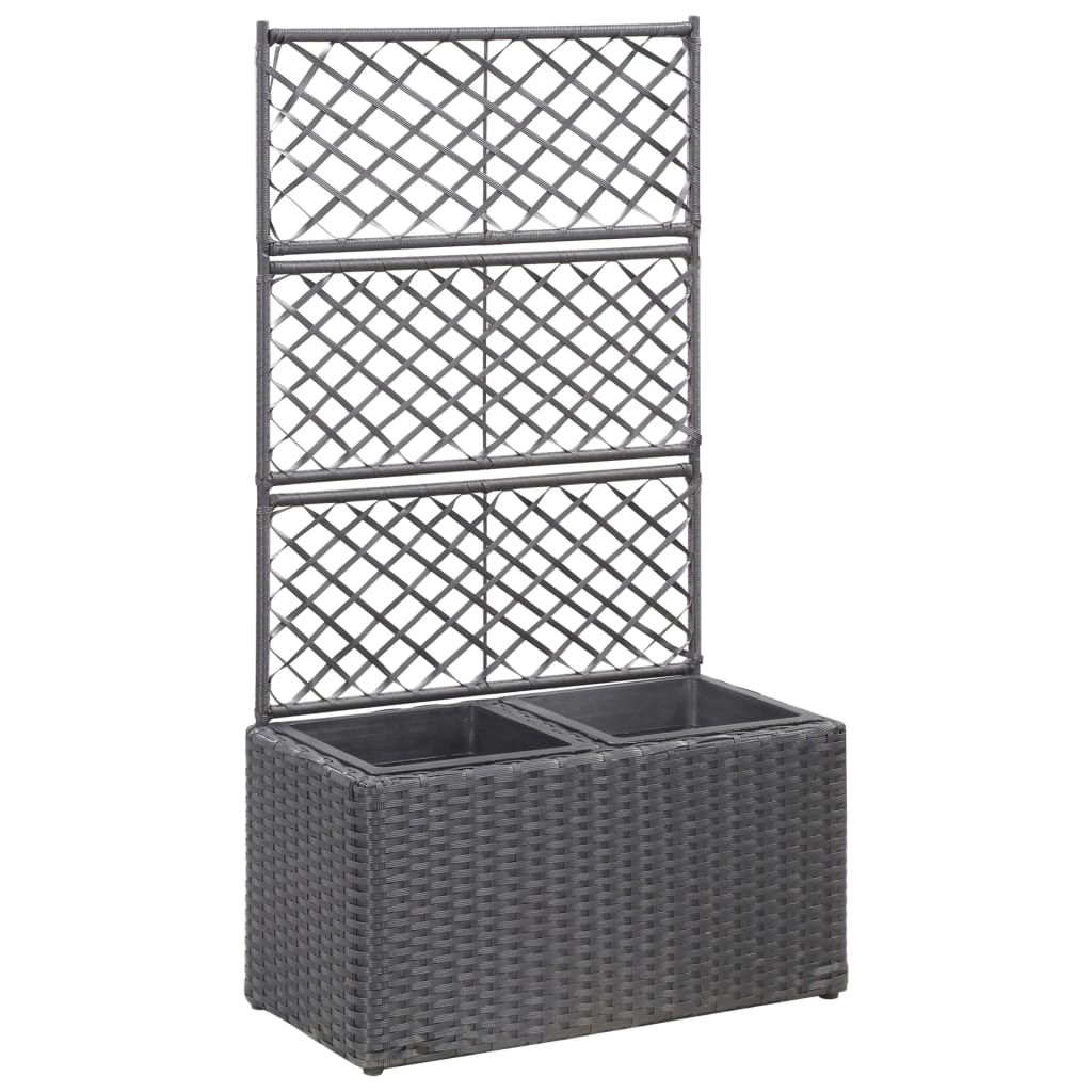 Vidaxl latwerkplantenbak bedacht met potten 58x30x107 cm rotan zwart