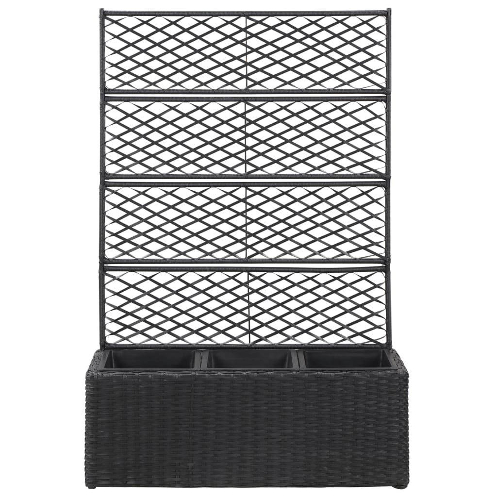 Vidaxl latwerkplantenbak bedacht met potten 83x30x130 cm rotan zwart