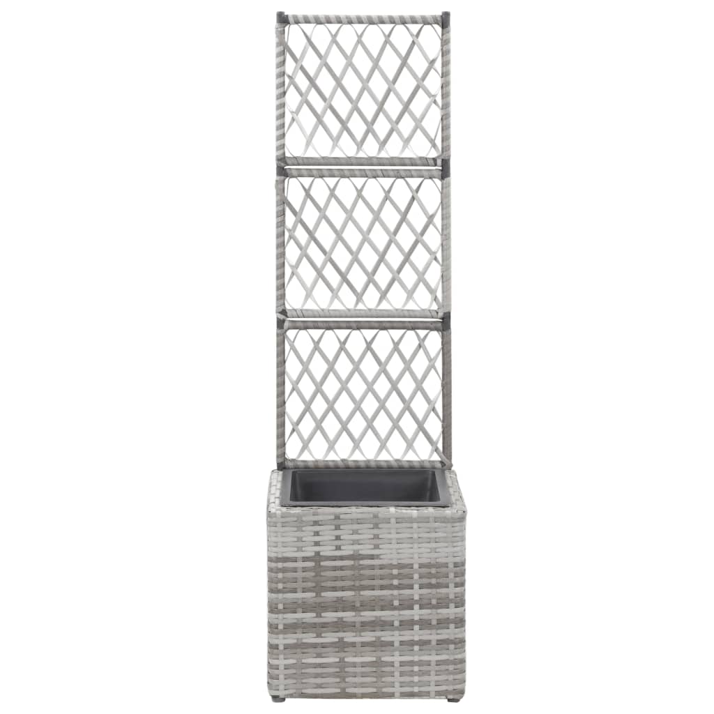 Vidaxl latwerkplantenbak bedacht met 1 pot 30x30x107 cm rotan grijs