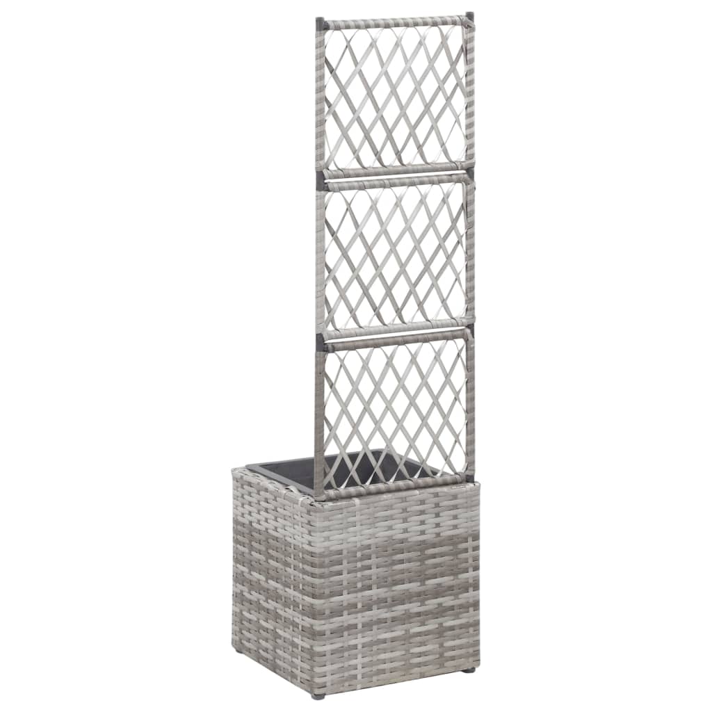 Vidaxl latwerkplantenbak bedacht met 1 pot 30x30x107 cm rotan grijs