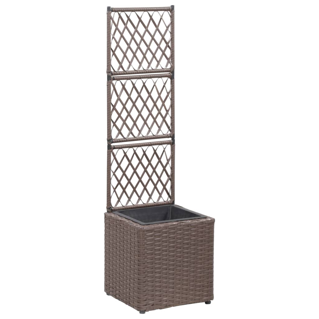 VidaXL Latwerkplantenbak ingezoomd met 1 pot 30x30x107 cm rotan bruin