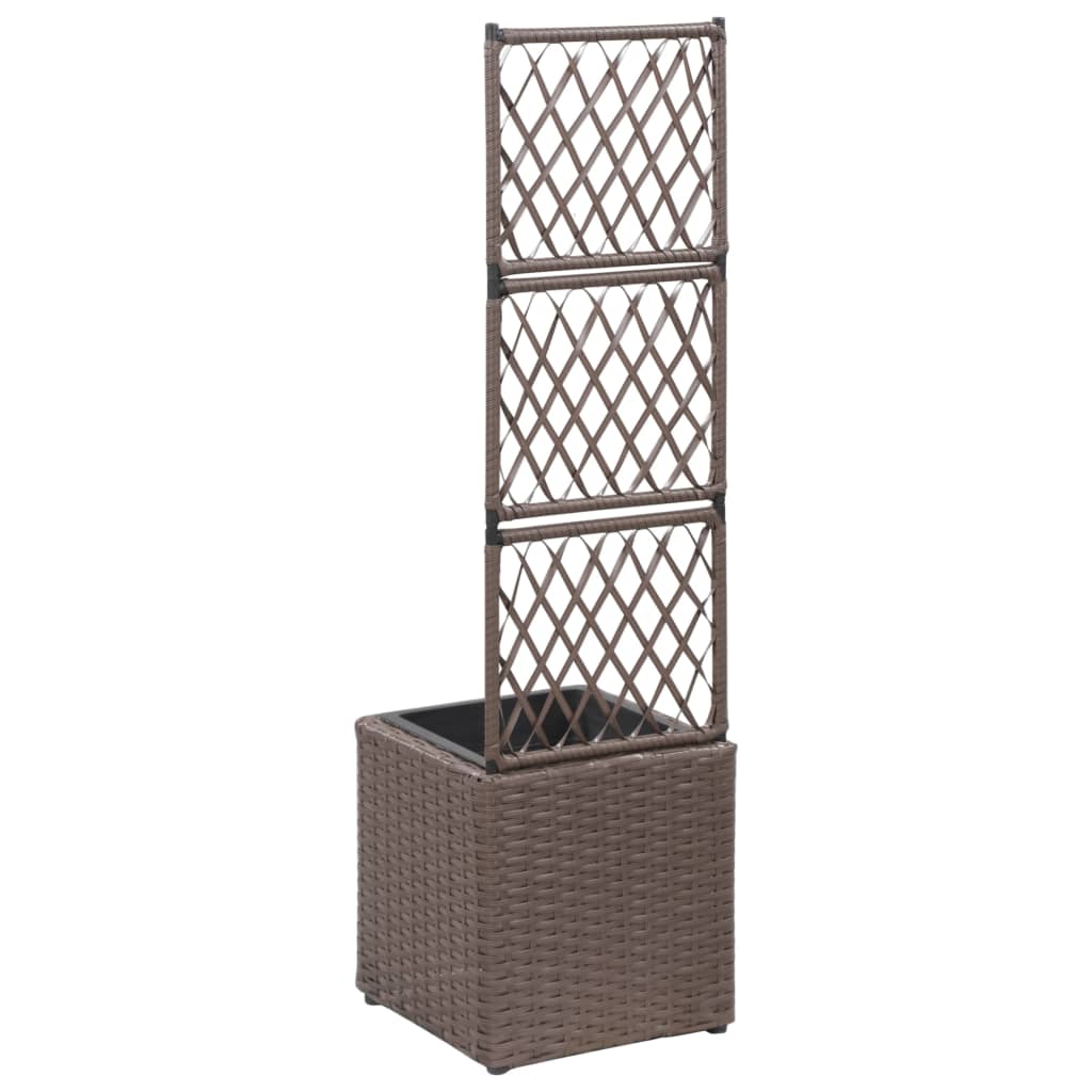 VidaXL Latwerkplantenbak ingezoomd met 1 pot 30x30x107 cm rotan bruin
