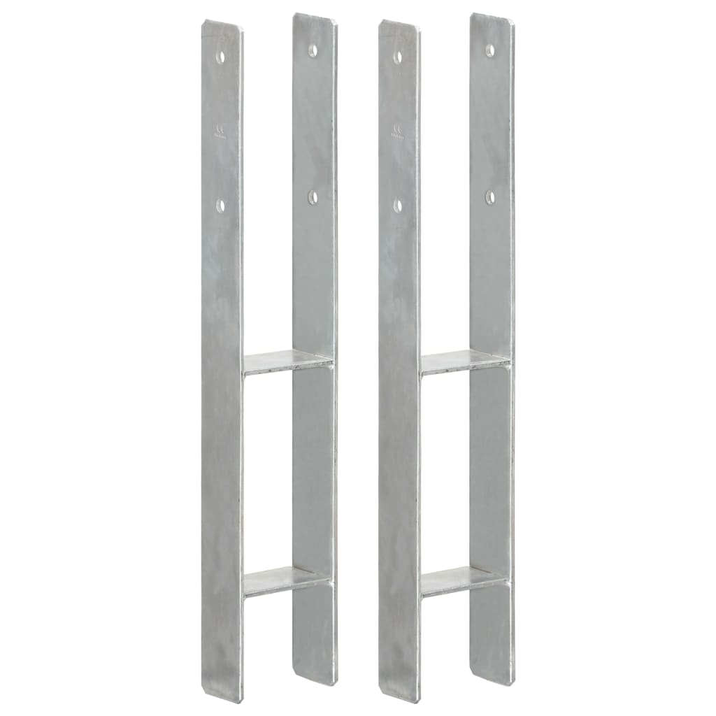 Vidaxl grondankers 2 st 9x6x60 cm gegalvaniseerd staal zilverkleurig