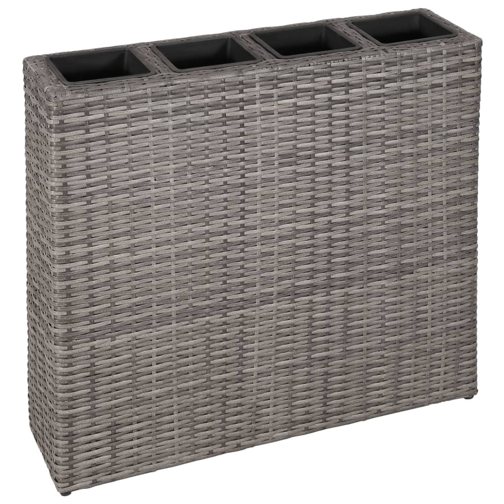 VidaXL Plantenbak bedacht met 4 potten 2 st poly rotan grijs