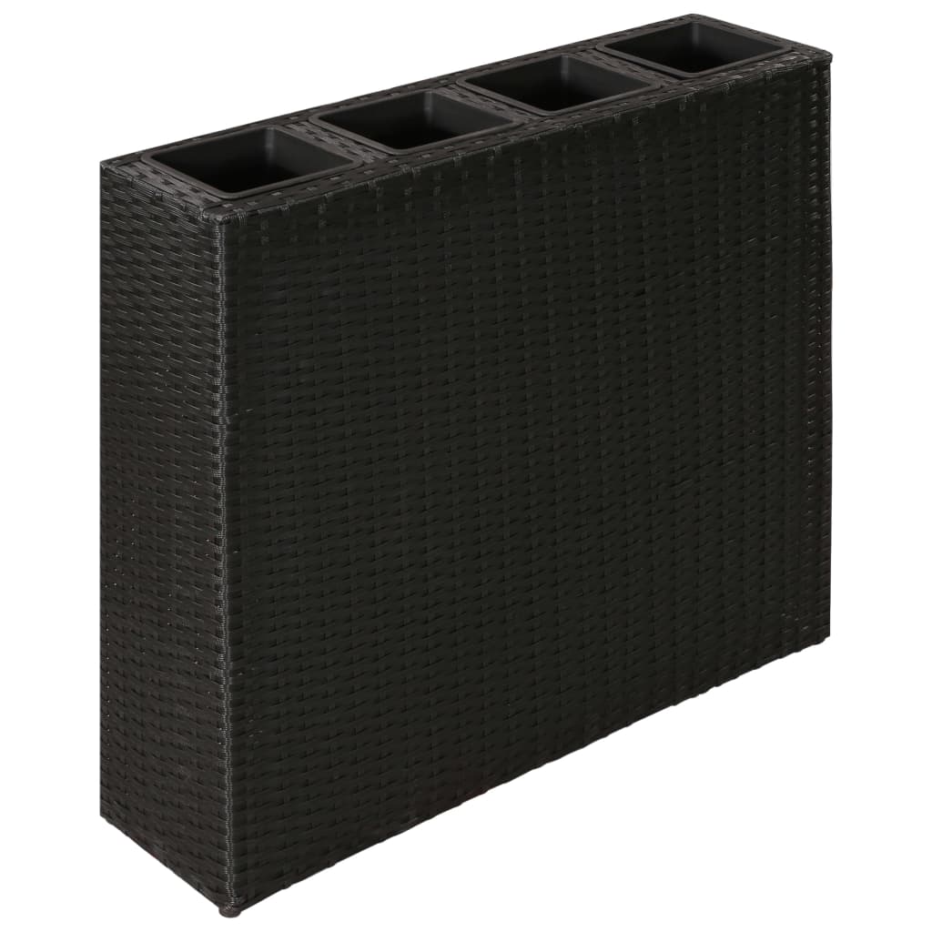 VidaXL Plantenbak bedacht met 4 potten 2 st poly rattan zwart