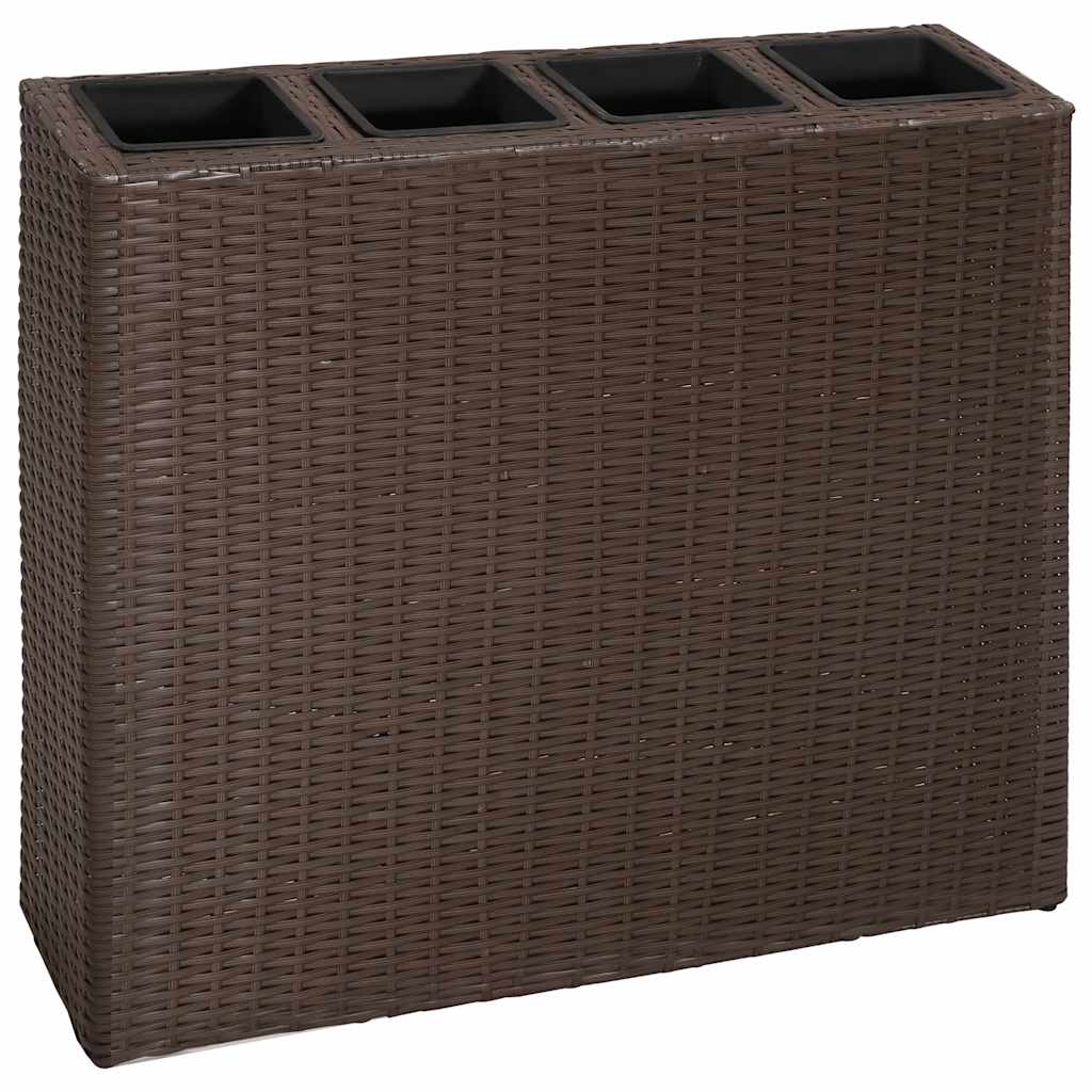 VidaXL Plantenbak bedacht met 4 potten 2 st poly rotan bruin