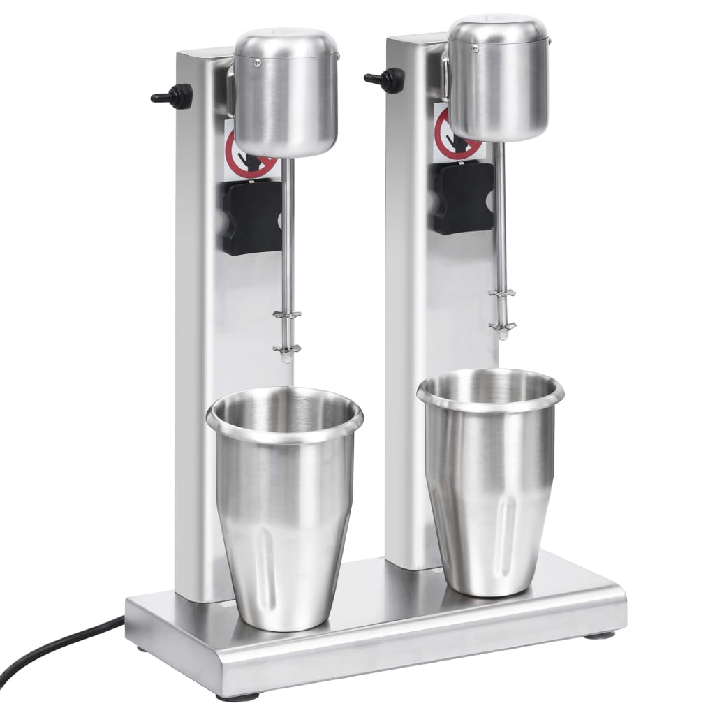 Vidaxl milkshakemixer met dubbele bekers roestvrij staal 2 l