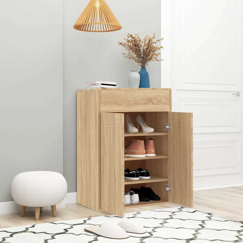 Vidaxl schoenenkast 60x35x84 cm bewerkt hout sonoma eikenkleurig
