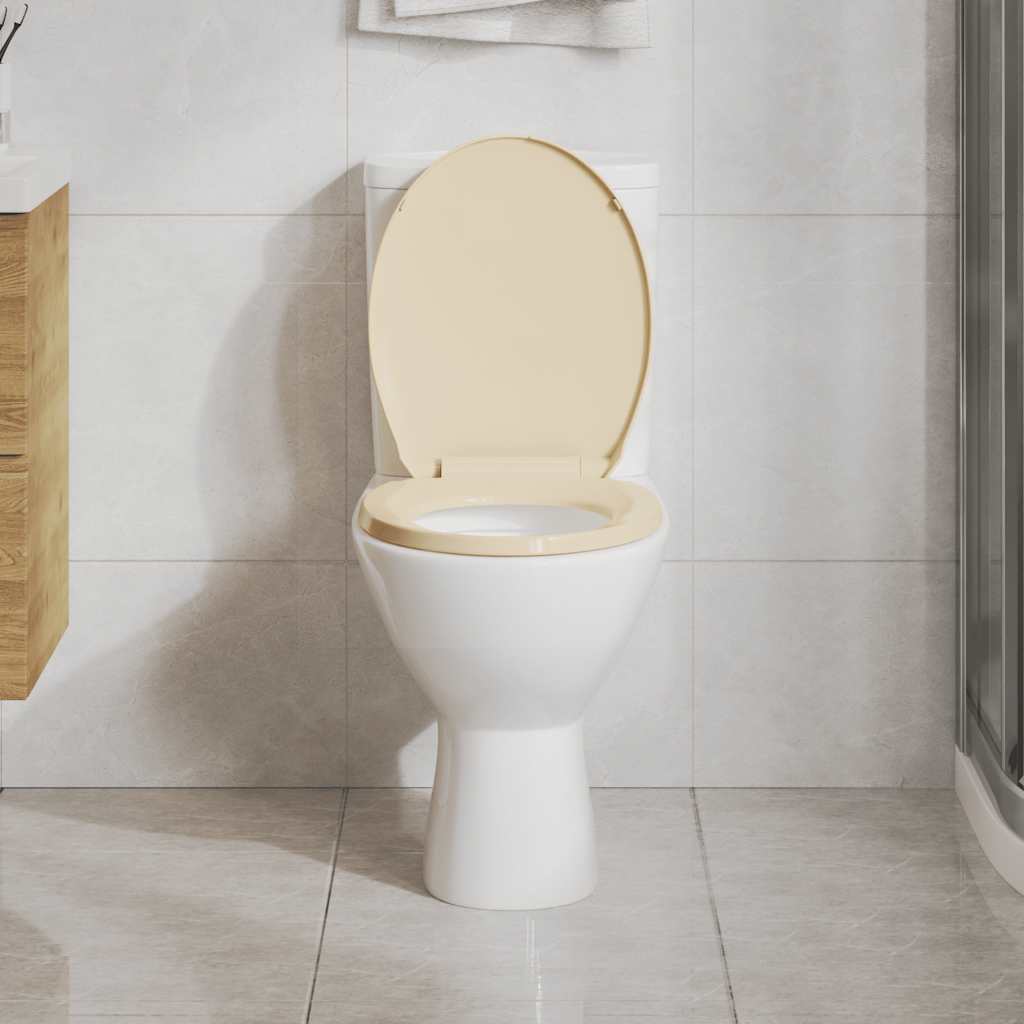 VidaXL Toiletbril softclose en snelsluiting ovaal beige