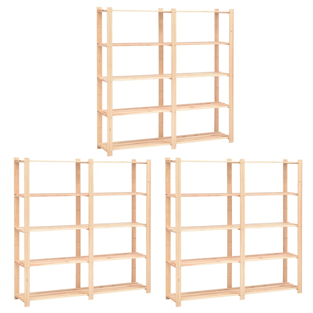 VidaXL Opbergrekken 5-laags 3 st 170x38x170 cm groenenhout 500 kg