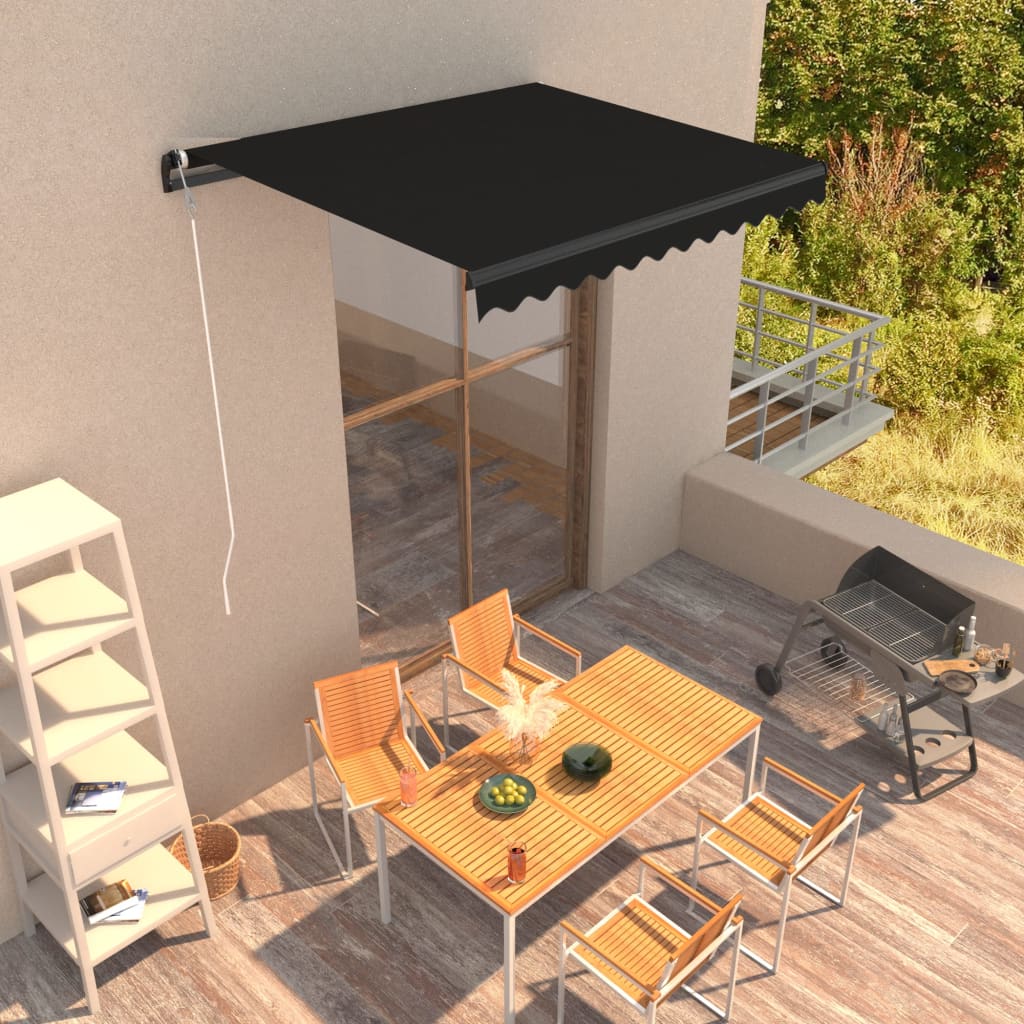 Vidaxl luifel handmatig uittrekbaar 300x250 cm antraciet