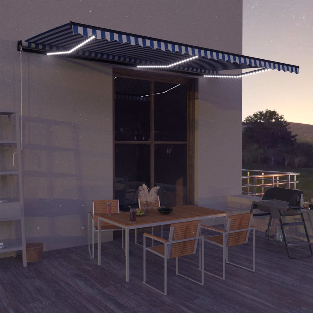 VidaXL Luifel handmatig uittrekbaar met LED 600x300 cm