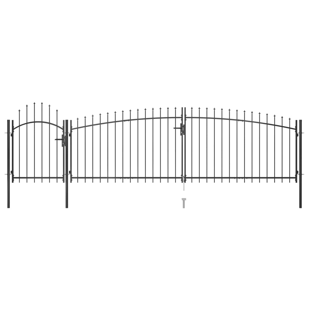 VidaXL Poort met speren bovenkant 5x1,75m zwart