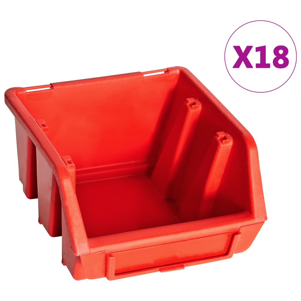 Vidaxl 32-delige opbergbakkenset met wandpanelen rood en zwart