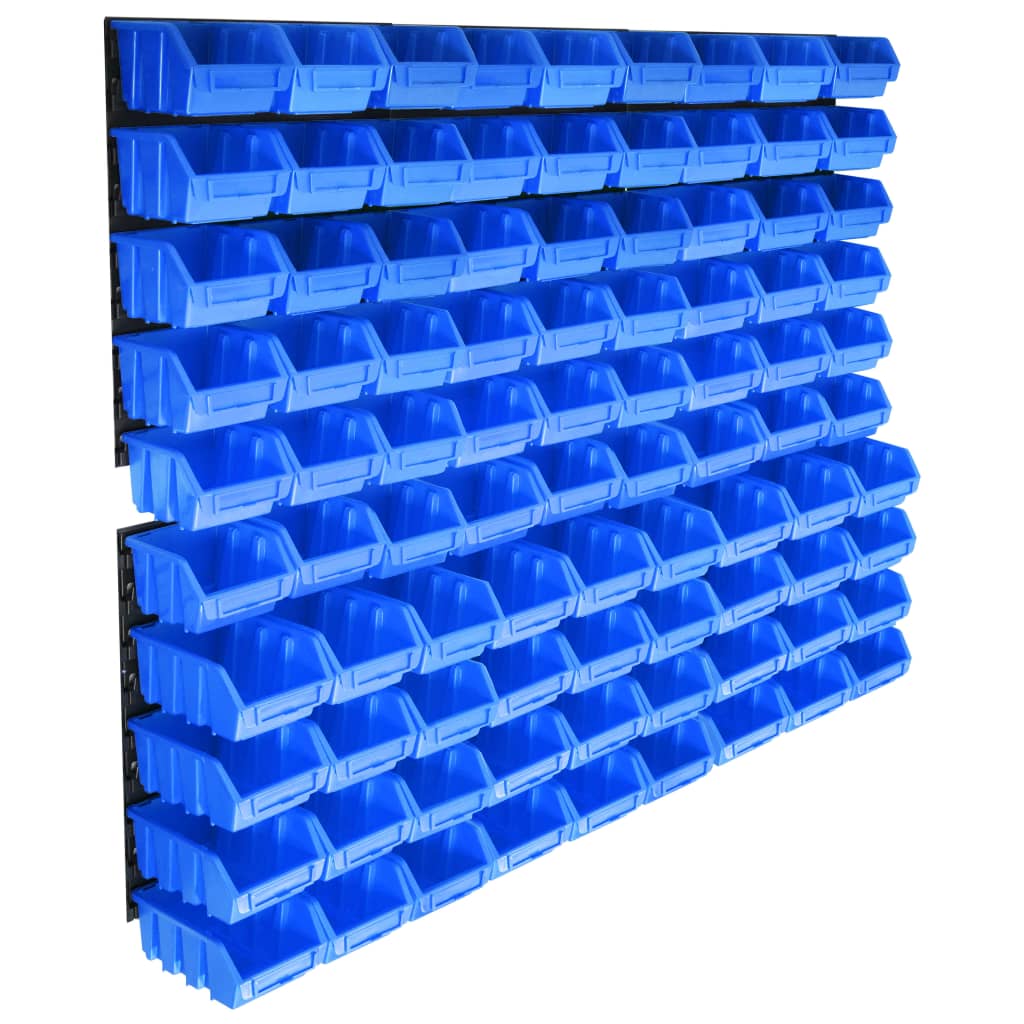Vidaxl 96-delige opbergbakkenset met wandpanelen blauw