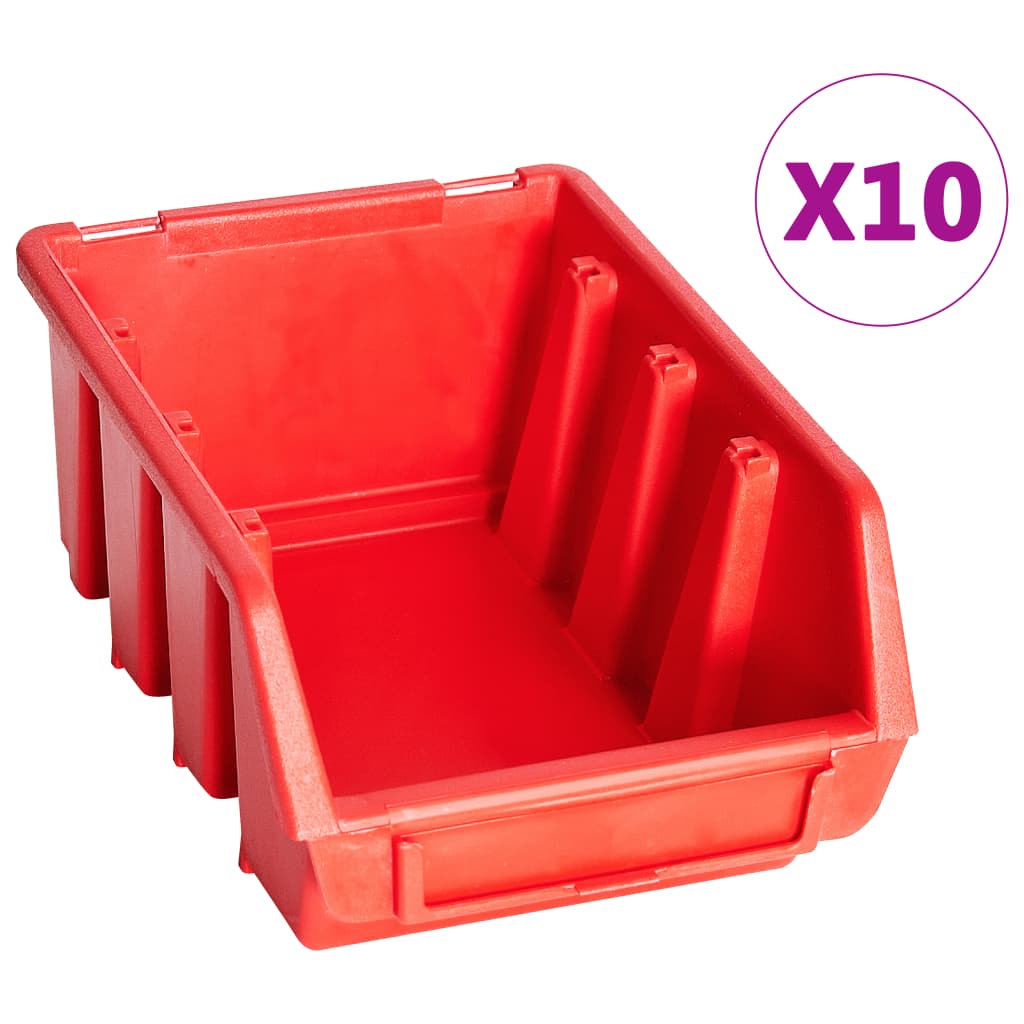 Vidaxl 29-delige opbergbakkenset met wandpanelen rood en zwart