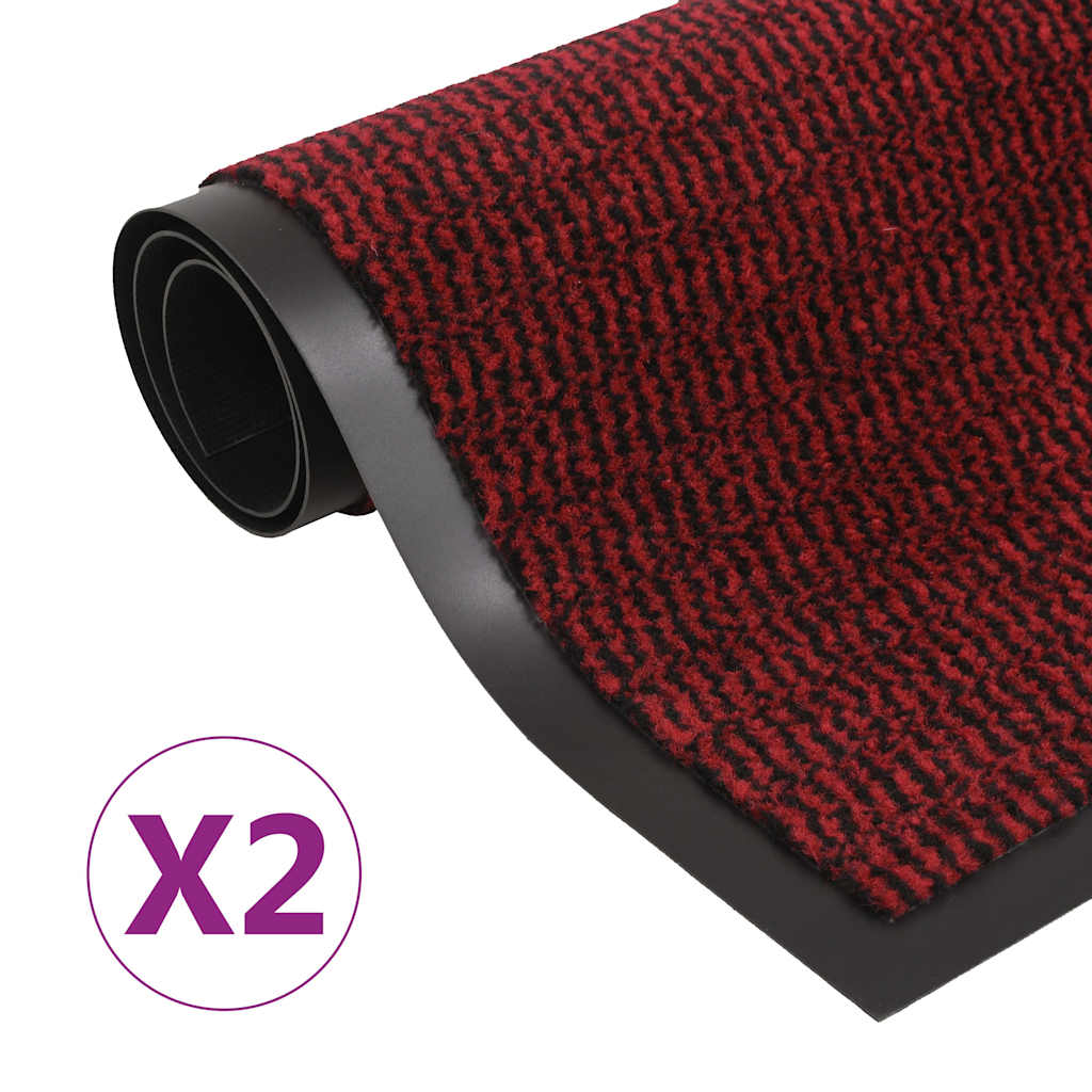 Vidaxl droogloopmatten 2 st rechthoekig getuft 120x180 cm rood