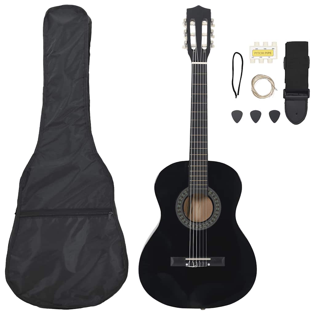 Vidaxl 8-delige gitaarset klassiek beginner 3 4 36 zwart