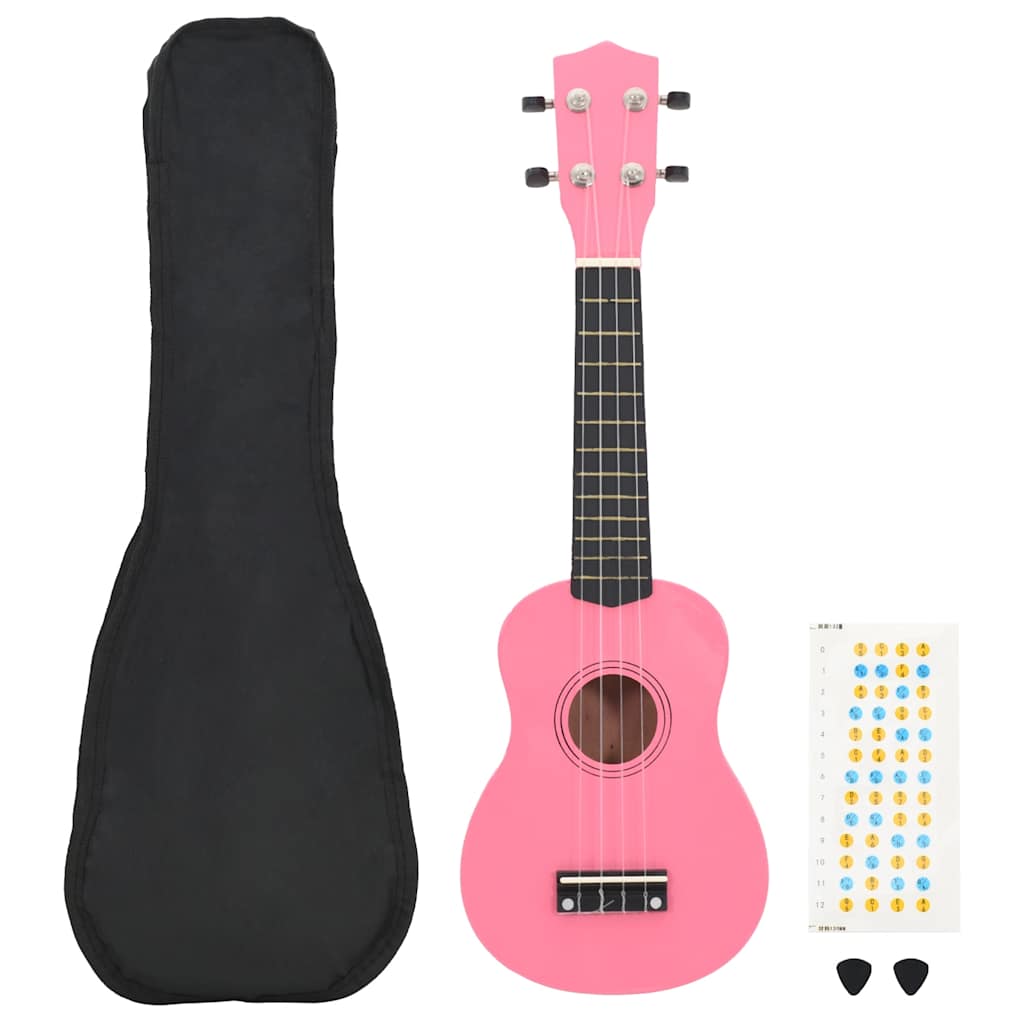 Vidaxl ukeleleset met tas voor kinderen sopraan 21'' roze